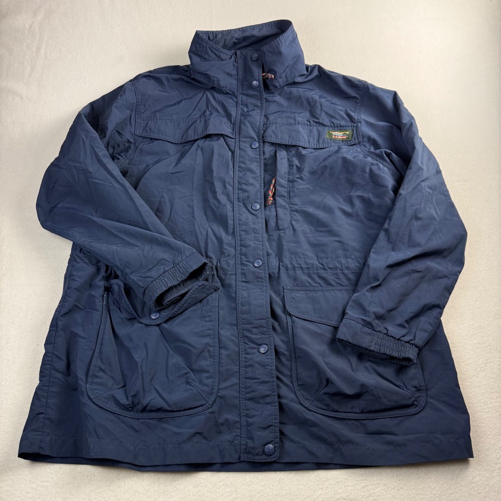 L.L. Bean Mens Navy Blue Nylon Field Jacket Utility Parka XL XXL No Size Tag